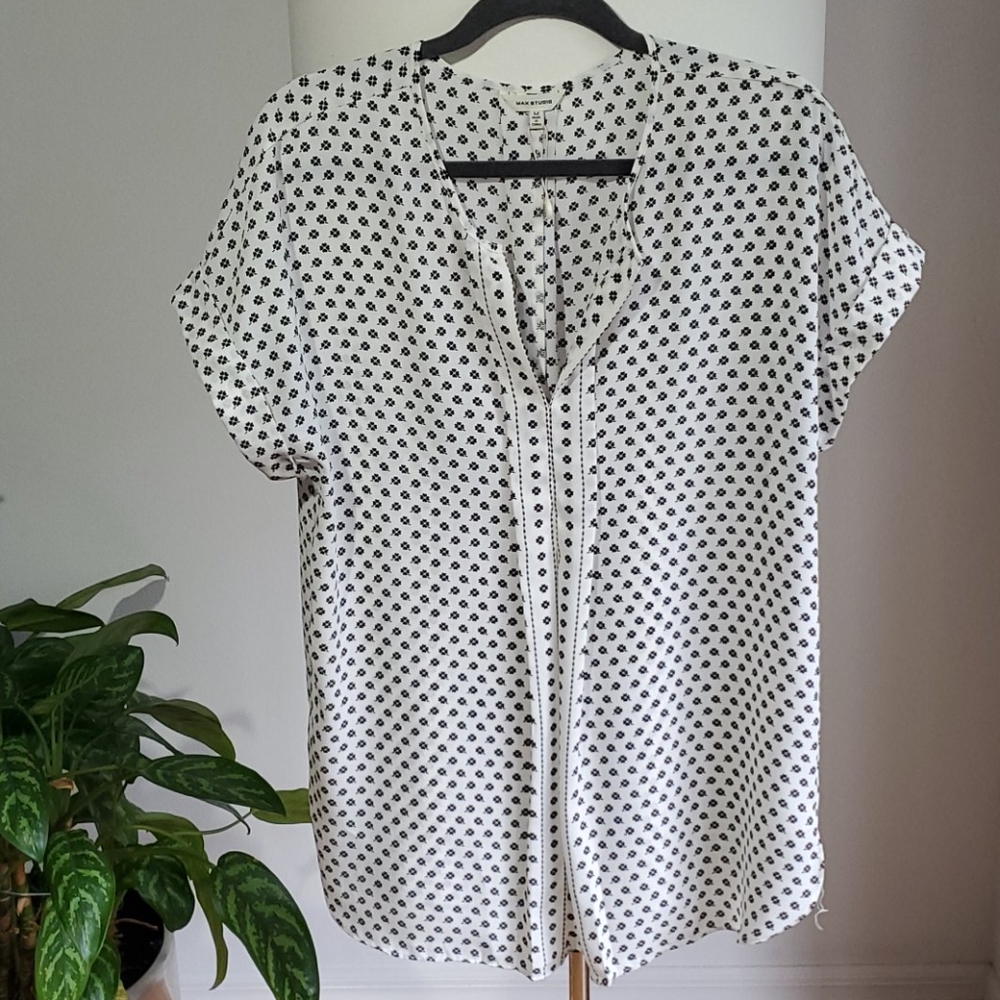 Max Studio Black y White Lucky Blouse - Picture 1 of 7
